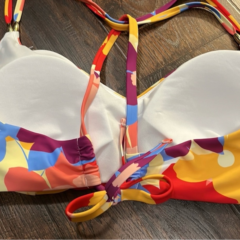 Time and Tru Floral Bikini Top - Red, Yellow, Purple - Picture 10 of 11